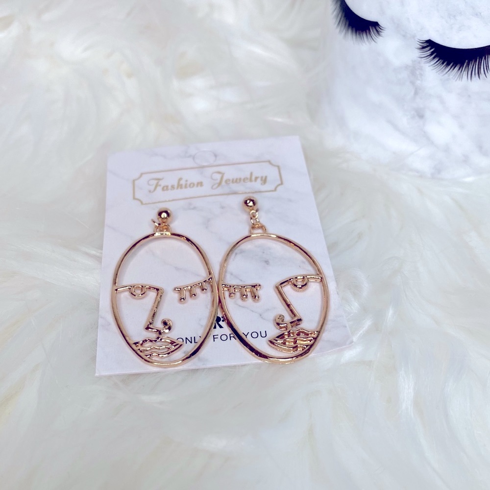 Abstract face art earrings - Picture 2 of 2